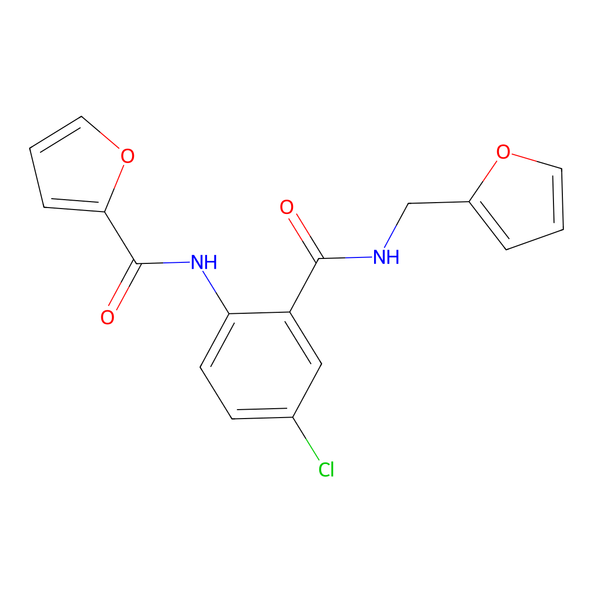 N-[4-chloro-2-(furan-2-ylmethylcarbamoyl)phenyl]furan-2-carboxamide molecular structure, CAS 667889-93-2