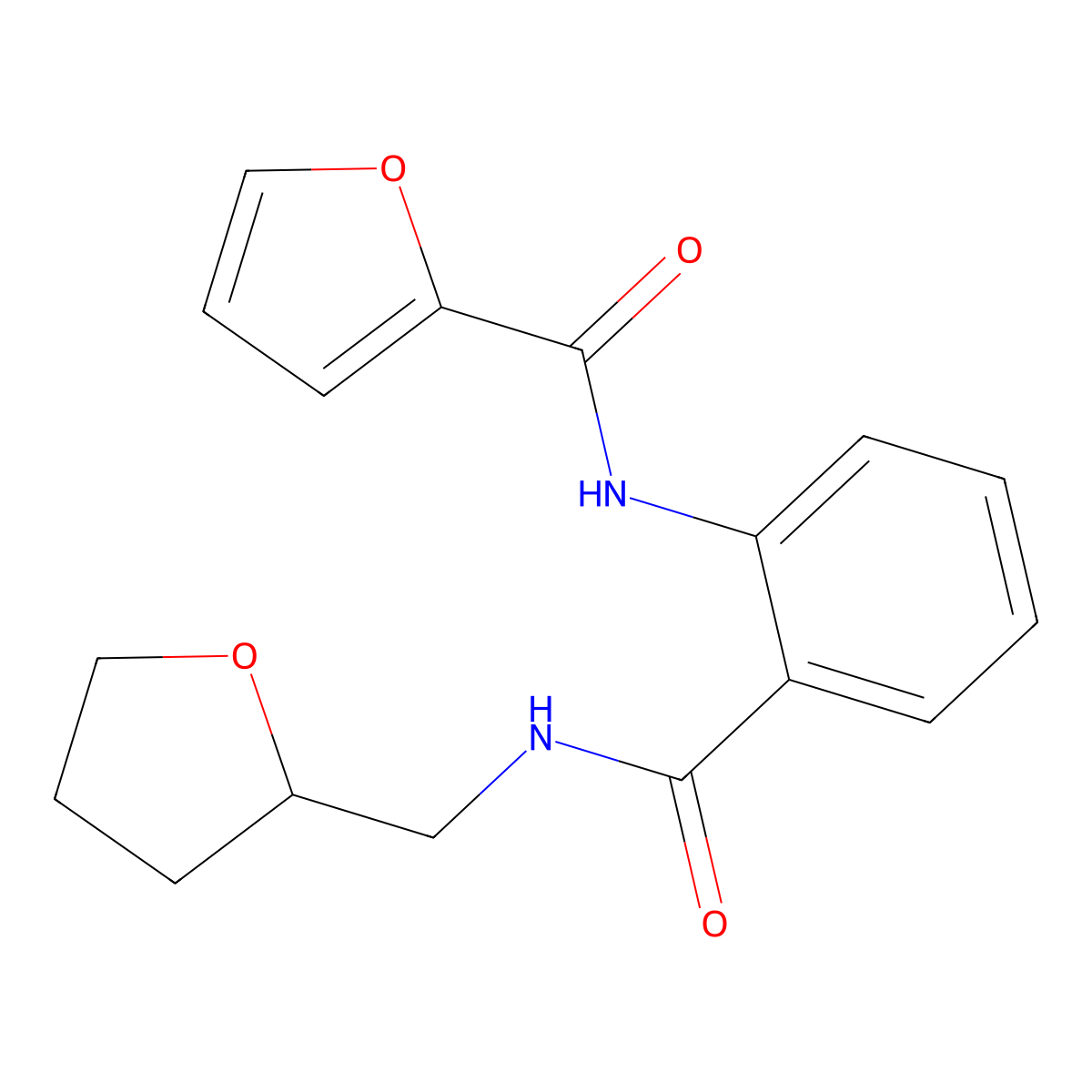 N-[2-(oxolan-2-ylmethylcarbamoyl)phenyl]furan-2-carboxamide molecular structure, CAS 667889-97-6