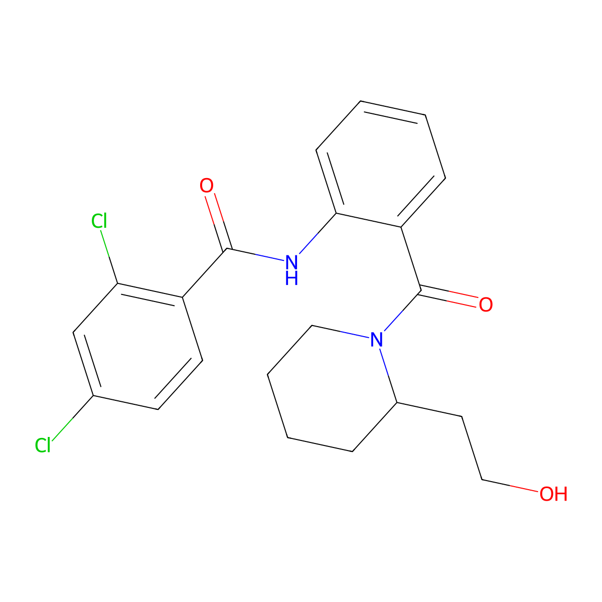 2,4-dichloro-N-[2-[2-(2-hydroxyethyl)piperidine-1-carbonyl]phenyl]benzamide molecular structure, CAS 667889-99-8