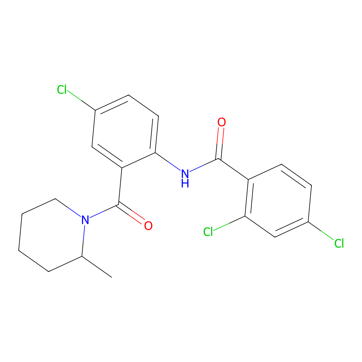 2,4-dichloro-N-[4-chloro-2-(2-methylpiperidine-1-carbonyl)phenyl]benzamide molecular structure, CAS 667890-04-2
