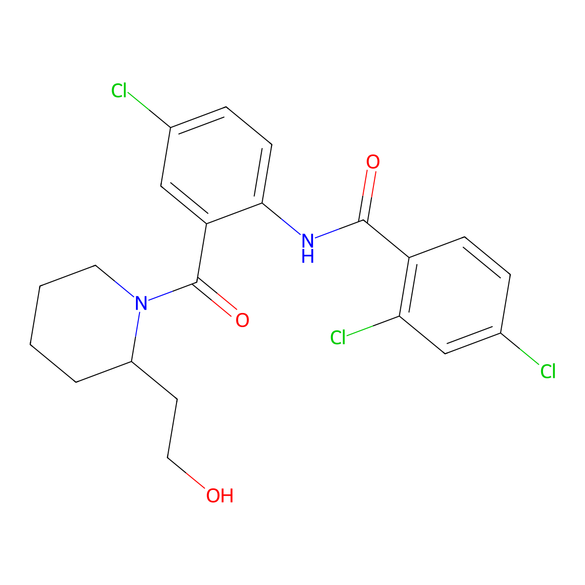 2,4-dichloro-N-[4-chloro-2-[2-(2-hydroxyethyl)piperidine-1-carbonyl]phenyl]benzamide molecular structure, CAS 667890-05-3