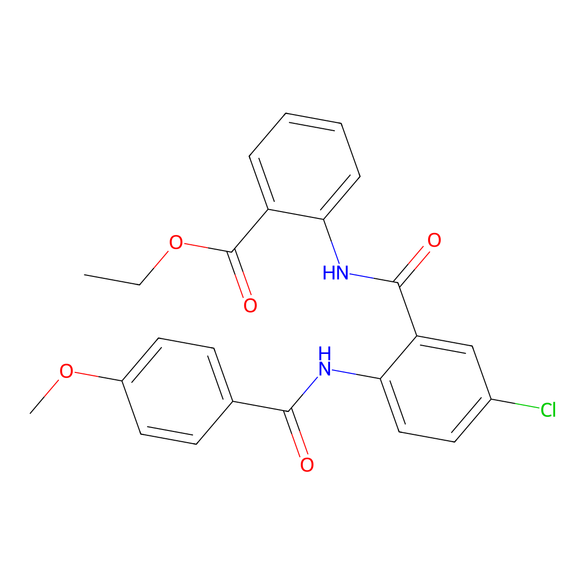 Ethyl 2-({5-chloro-2-[(4-methoxybenzoyl)amino]benzoyl}amino)benzoate molecular structure, CAS 667890-23-5