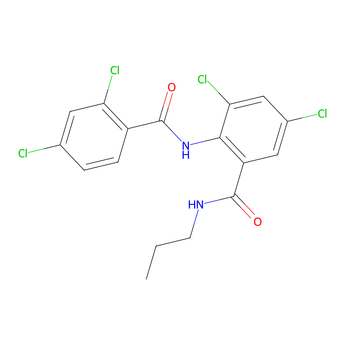 3,5-dichloro-2-[(2,4-dichlorobenzoyl)amino]-N-propylbenzamide molecular structure, CAS 667890-35-9