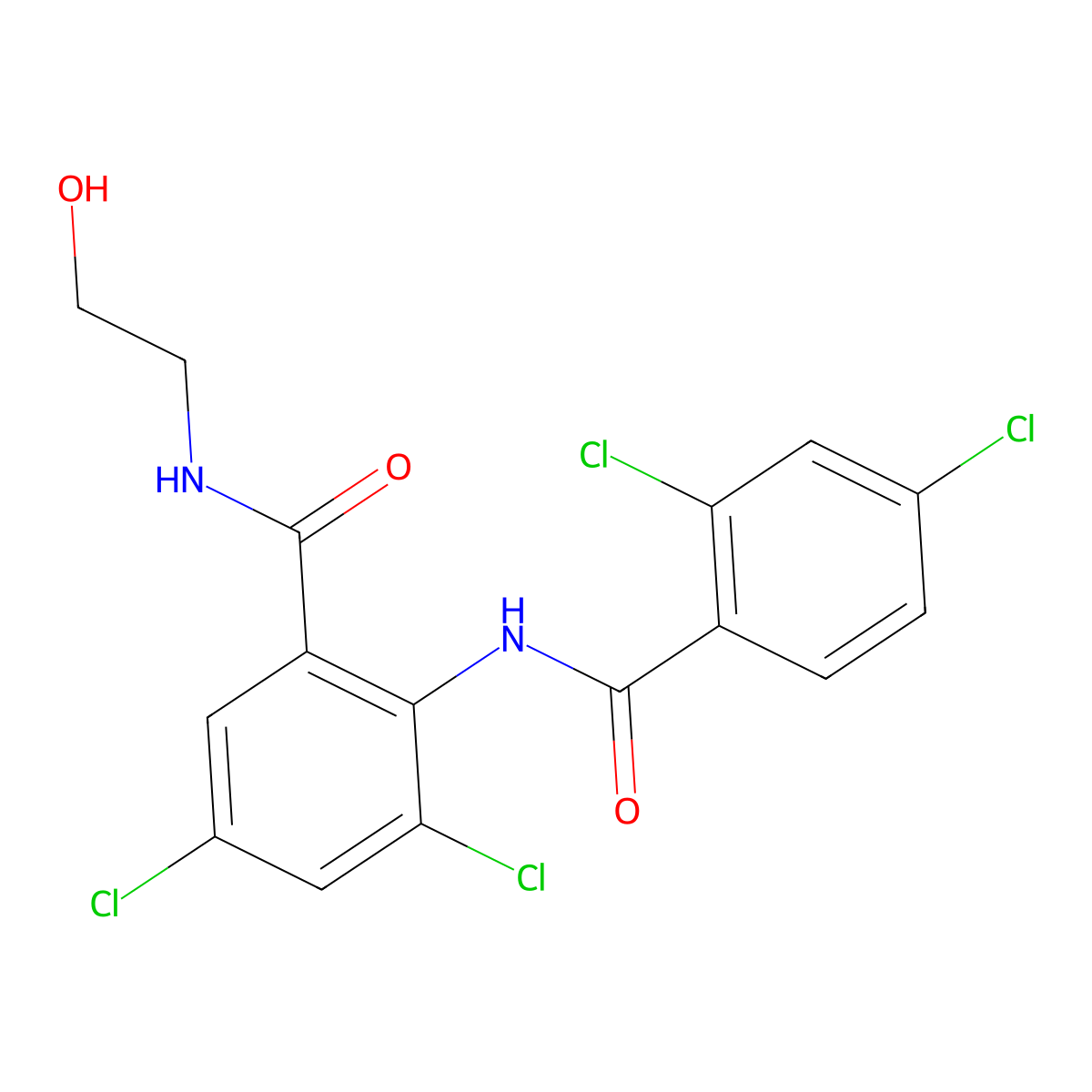 3,5-dichloro-2-[(2,4-dichlorobenzoyl)amino]-N-(2-hydroxyethyl)benzamide molecular structure, CAS 667890-36-0