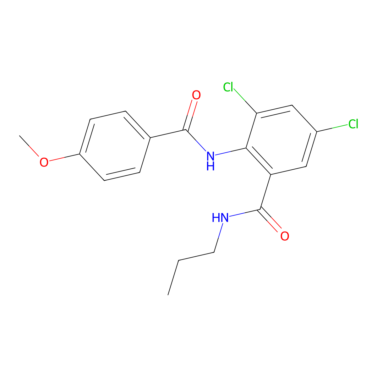 3,5-dichloro-2-[(4-methoxybenzoyl)amino]-N-propylbenzamide molecular structure, CAS 667890-42-8