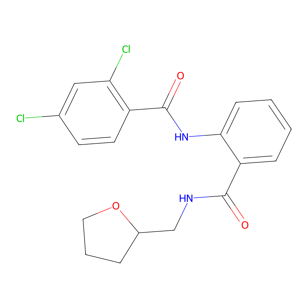 2,4-dichloro-N-{2-[(tetrahydrofuran-2-ylmethyl)carbamoyl]phenyl}benzamide molecular structure, CAS 667890-52-0