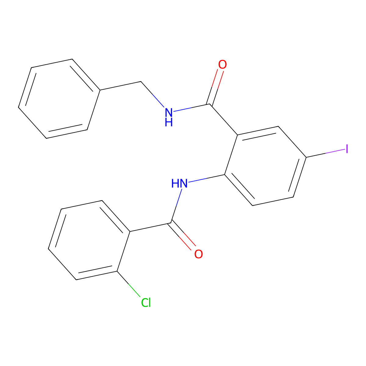 N-benzyl-2-[(2-chlorobenzoyl)amino]-5-iodobenzamide molecular structure, CAS 667890-66-6