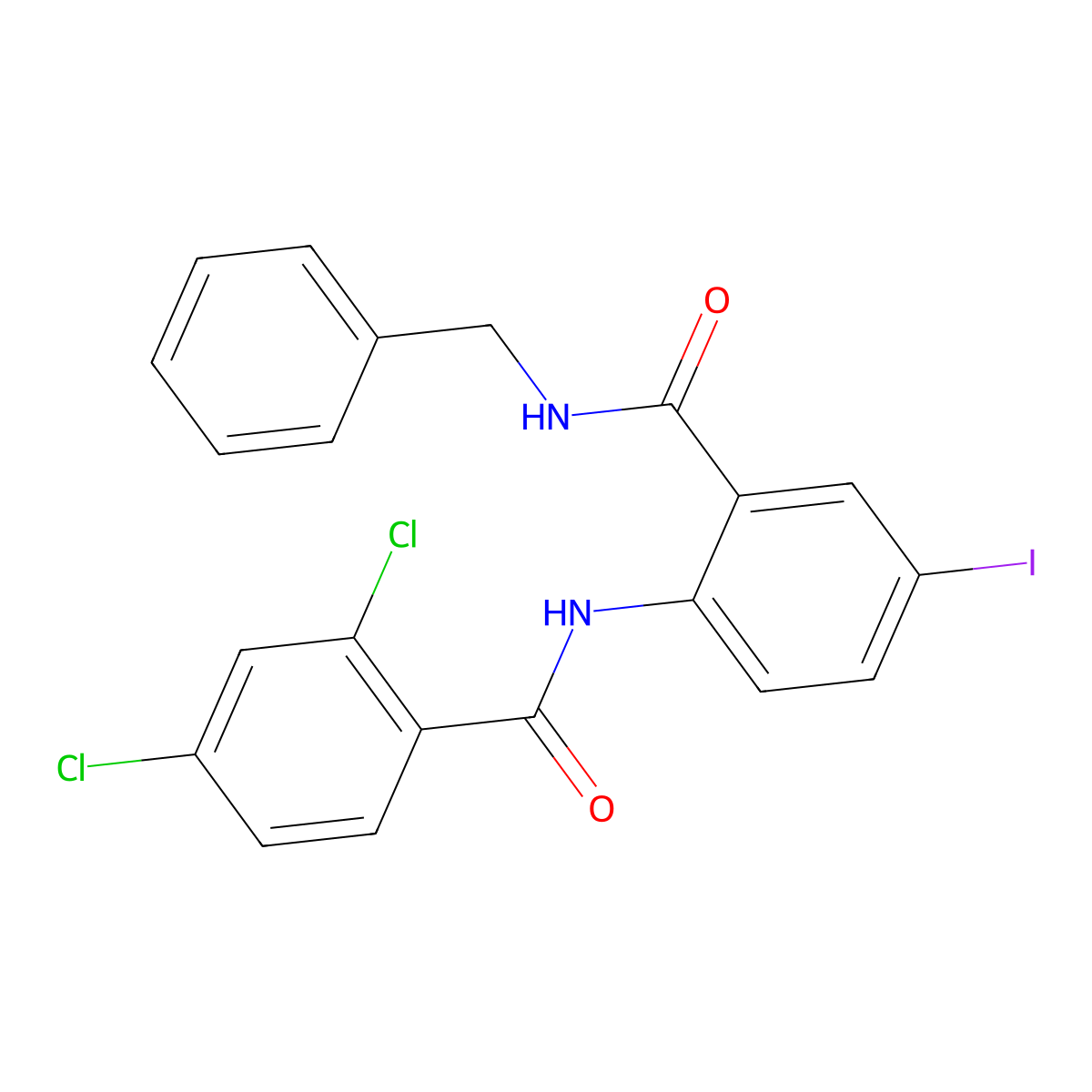 N-{2-[(benzylamino)carbonyl]-4-iodophenyl}-2,4-dichlorobenzamide molecular structure, CAS 667890-72-4