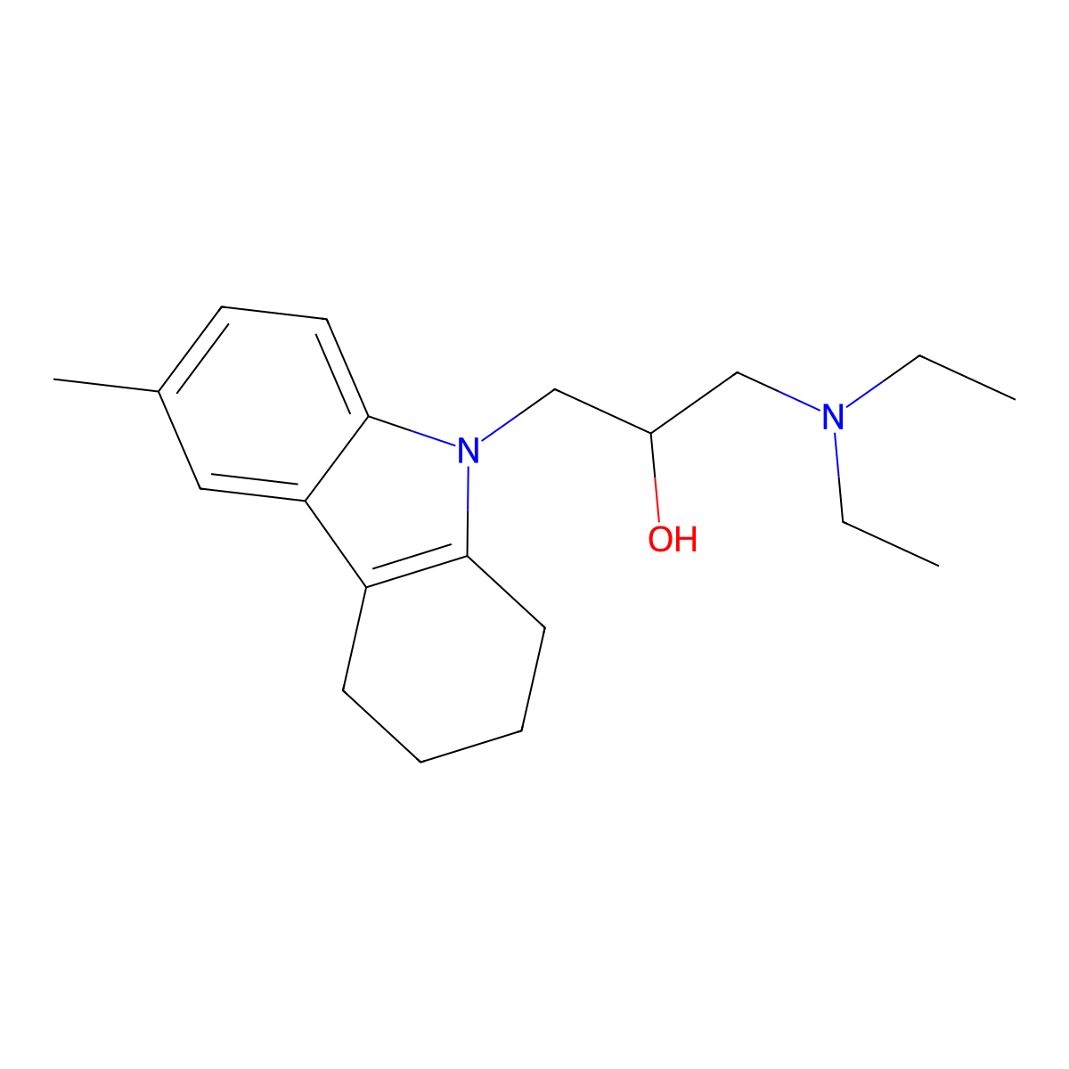 1-(diethylamino)-3-(6-methyl-1,2,3,4-tetrahydro-9H-carbazol-9-yl)-2-propanol molecular structure, CAS 667890-99-5