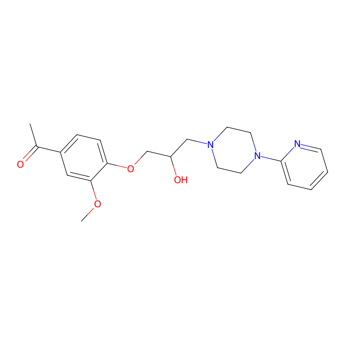 1-Acetyl-4-[2-hydroxy-3-(4-(2-pyridyl)piperazinyl)propoxy]-3-methoxybenzene molecular structure, CAS 667891-15-8