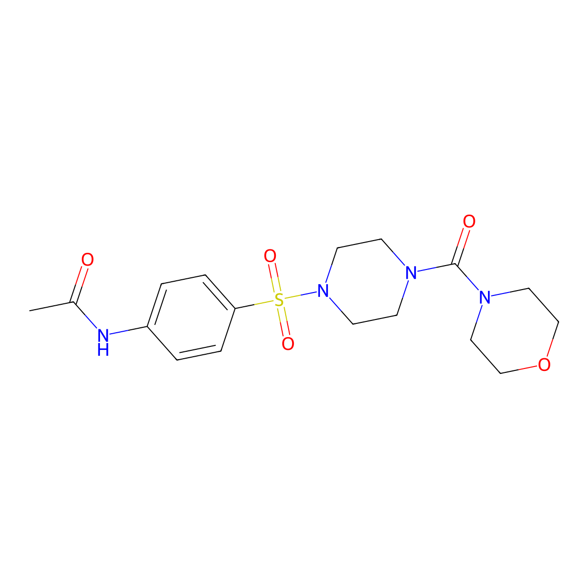 N-(4-{[4-(4-morpholinylcarbonyl)-1-piperazinyl]sulfonyl}phenyl)acetamide molecular structure, CAS 667891-17-0