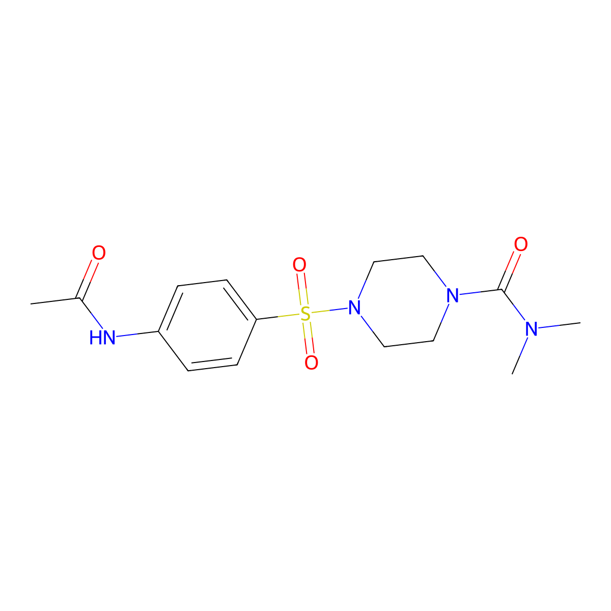 4-(4-acetamidophenyl)sulfonyl-N,N-dimethylpiperazine-1-carboxamide molecular structure, CAS 667891-20-5