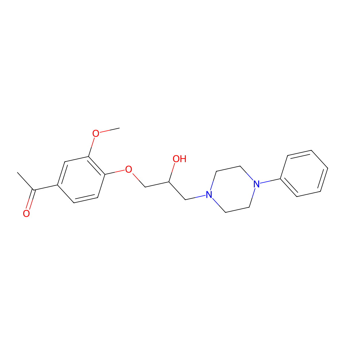 1-(4-(2-Hydroxy-3-(4-phenylpiperazin-1-yl)propoxy)-3-methoxyphenyl)ethanone molecular structure, CAS 667891-21-6