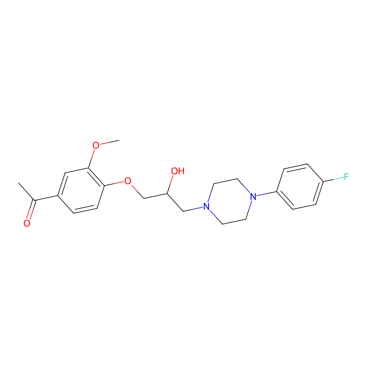 1-(4-(3-(4-(4-Fluorophenyl)piperazin-1-yl)-2-hydroxypropoxy)-3-methoxyphenyl)ethanone molecular structure, CAS 667891-22-7