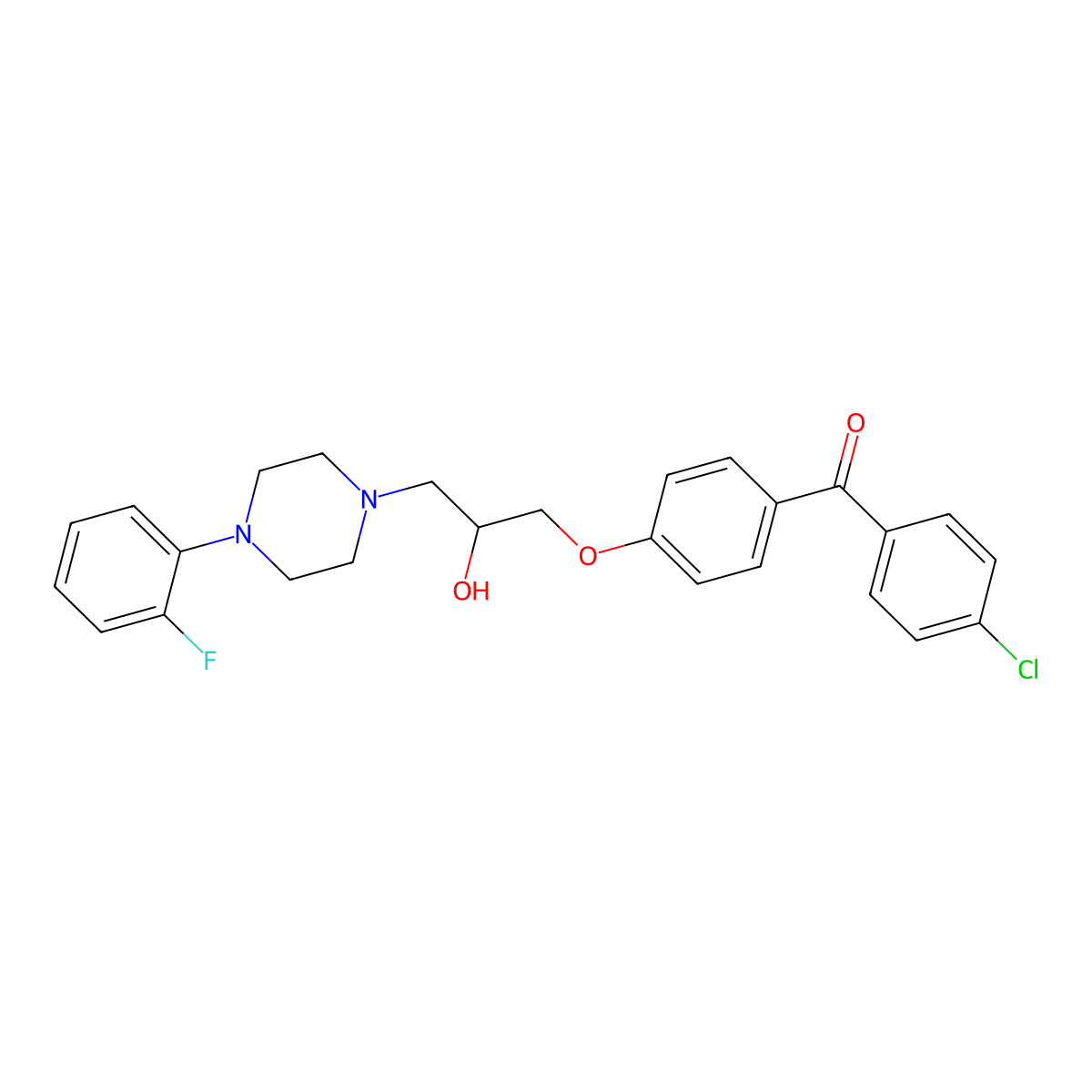 1-[4-(4-Chlorobenzoyl)phenoxy]-3-[4-(2-fluorophenyl)piperazin-1-yl]propan-2-ol molecular structure, CAS 667891-26-1