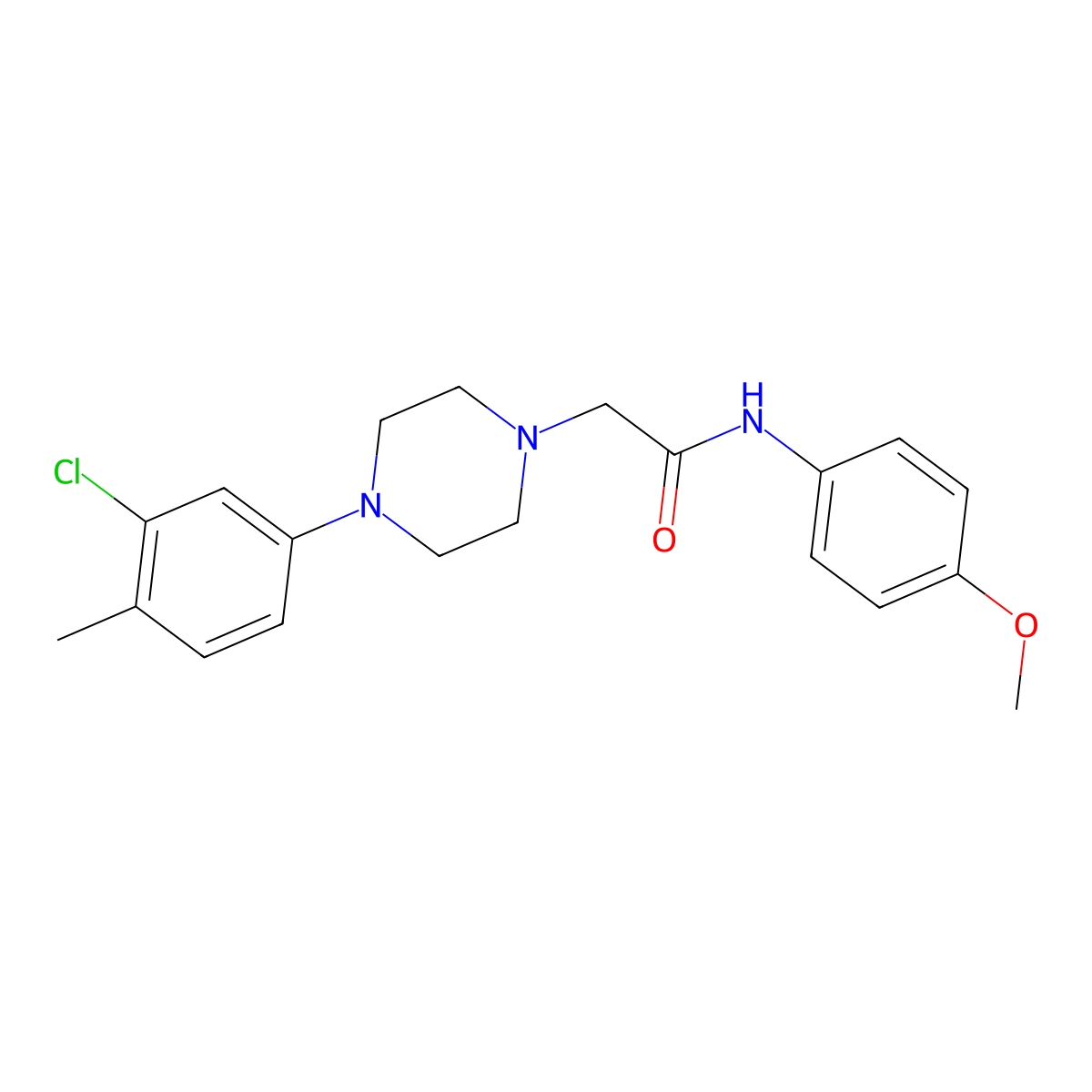 2-(4-(3-chloro-4-methylphenyl)piperazin-1-yl)-N-(4-methoxyphenyl)acetamide molecular structure, CAS 667891-28-3