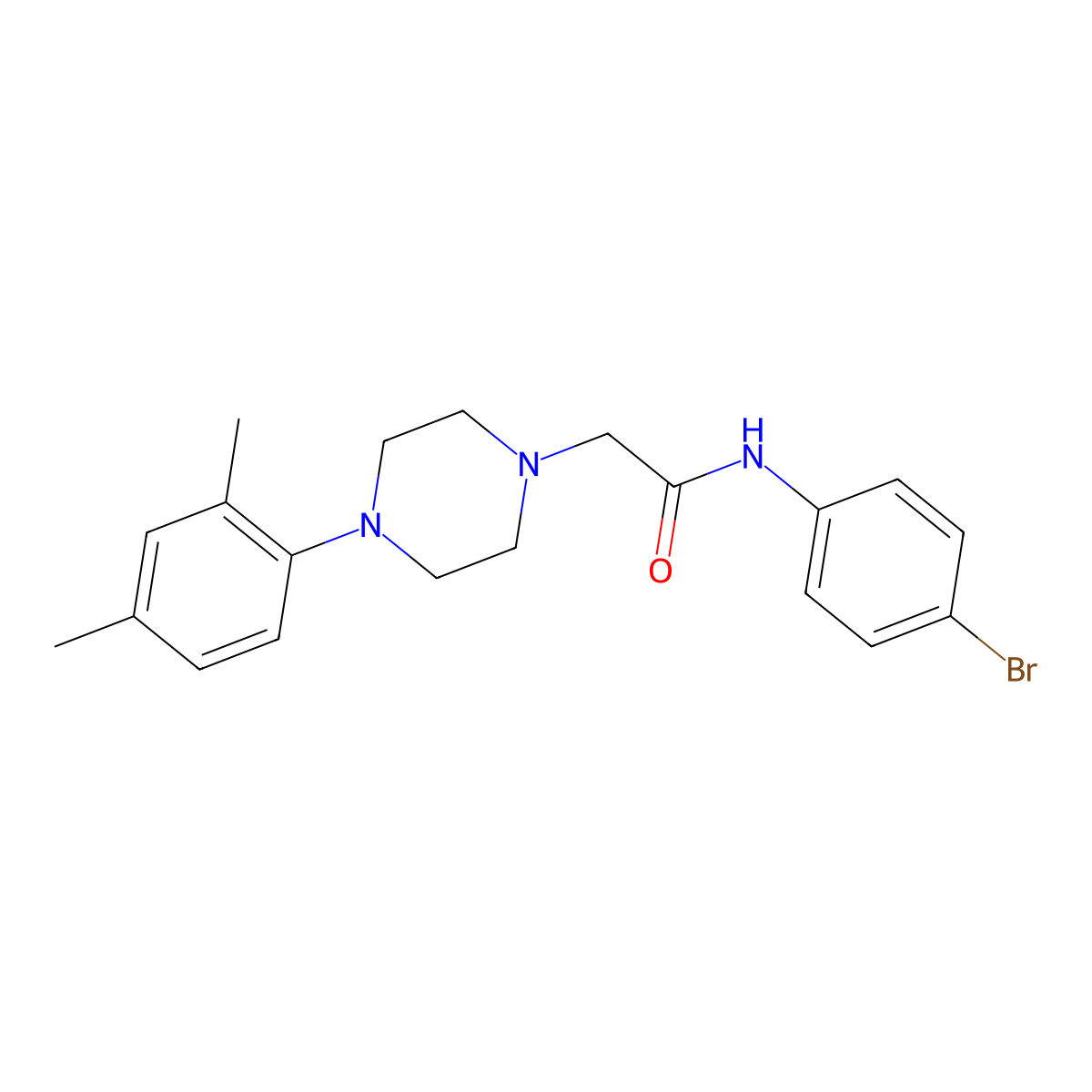 N-(4-bromophenyl)-2-[4-(2,4-dimethylphenyl)piperazin-1-yl]acetamide molecular structure, CAS 667891-30-7