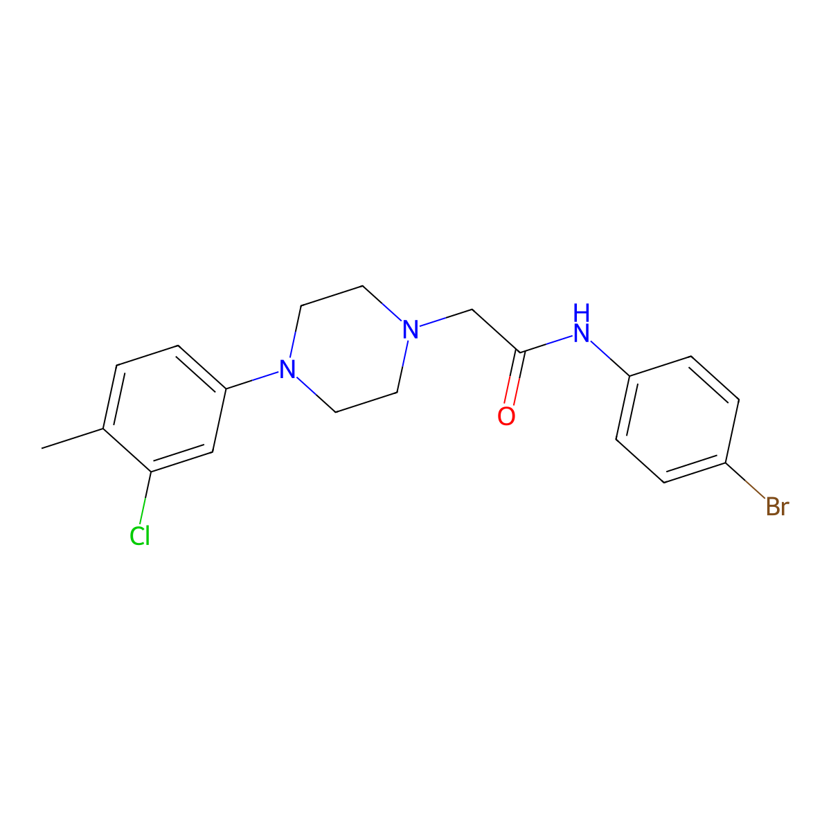 N-(4-bromophenyl)-2-[4-(3-chloro-4-methylphenyl)piperazin-1-yl]acetamide molecular structure, CAS 667891-32-9