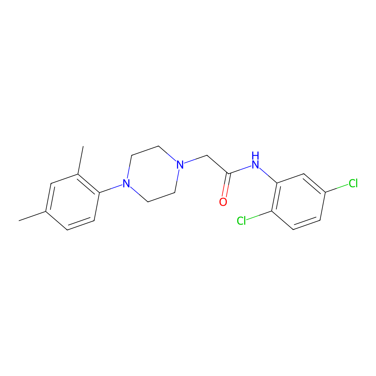 N-(2,5-dichlorophenyl)-2-[4-(2,4-dimethylphenyl)piperazin-1-yl]acetamide molecular structure, CAS 667891-37-4