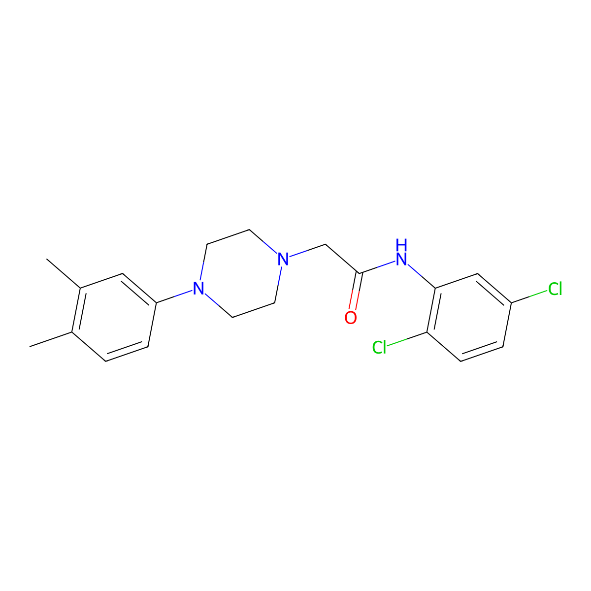 N-(2,5-dichlorophenyl)-2-[4-(3,4-dimethylphenyl)piperazin-1-yl]acetamide molecular structure, CAS 667891-38-5