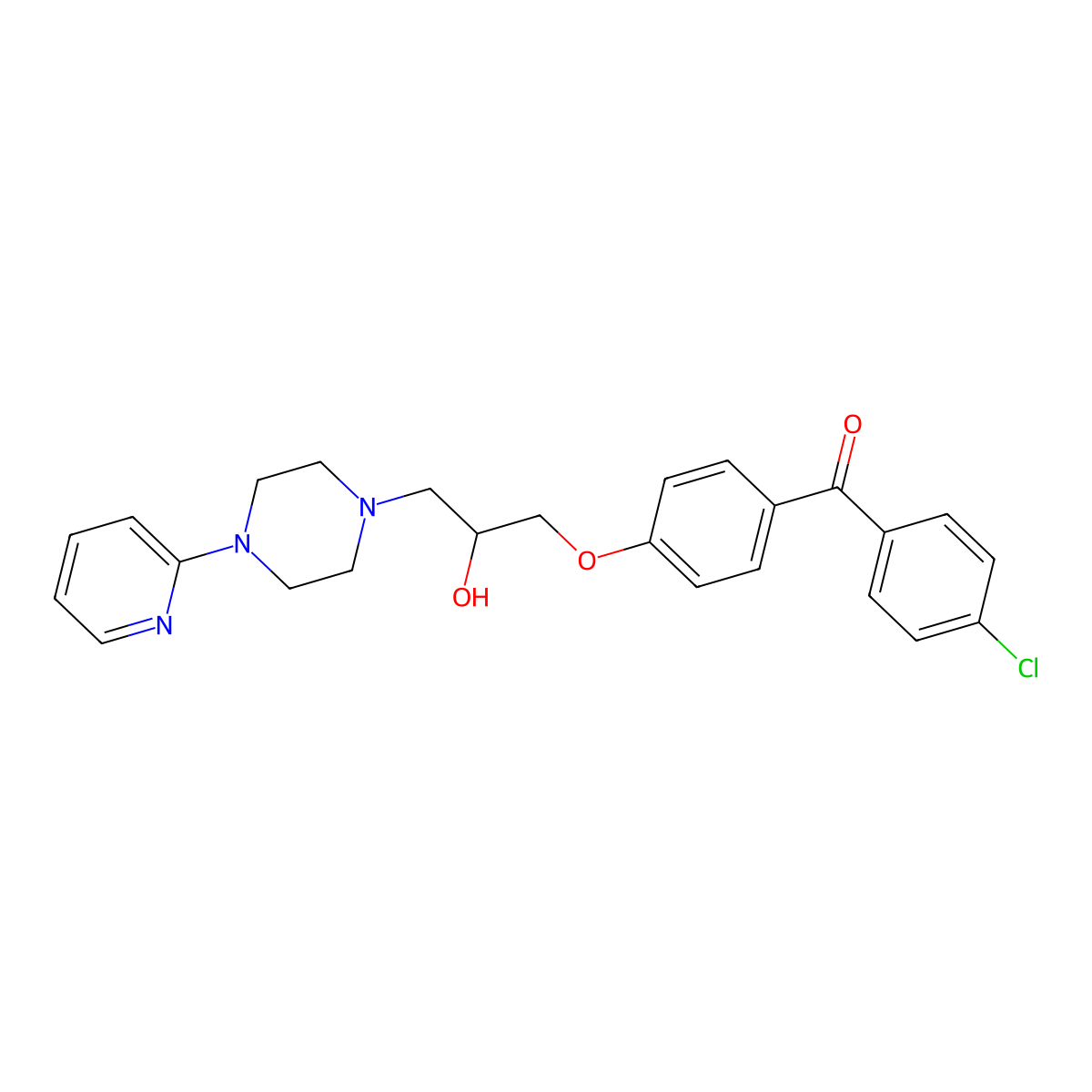 (4-Chlorophenyl)-[4-[2-hydroxy-3-(4-pyridin-2-ylpiperazin-1-yl)propoxy]phenyl]methanone molecular structure, CAS 667891-39-6