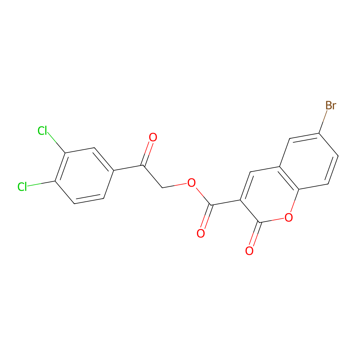 2-(3,4-dichlorophenyl)-2-oxoethyl 6-bromo-2-oxo-2H-chromene-3-carboxylate molecular structure, CAS 667891-54-5