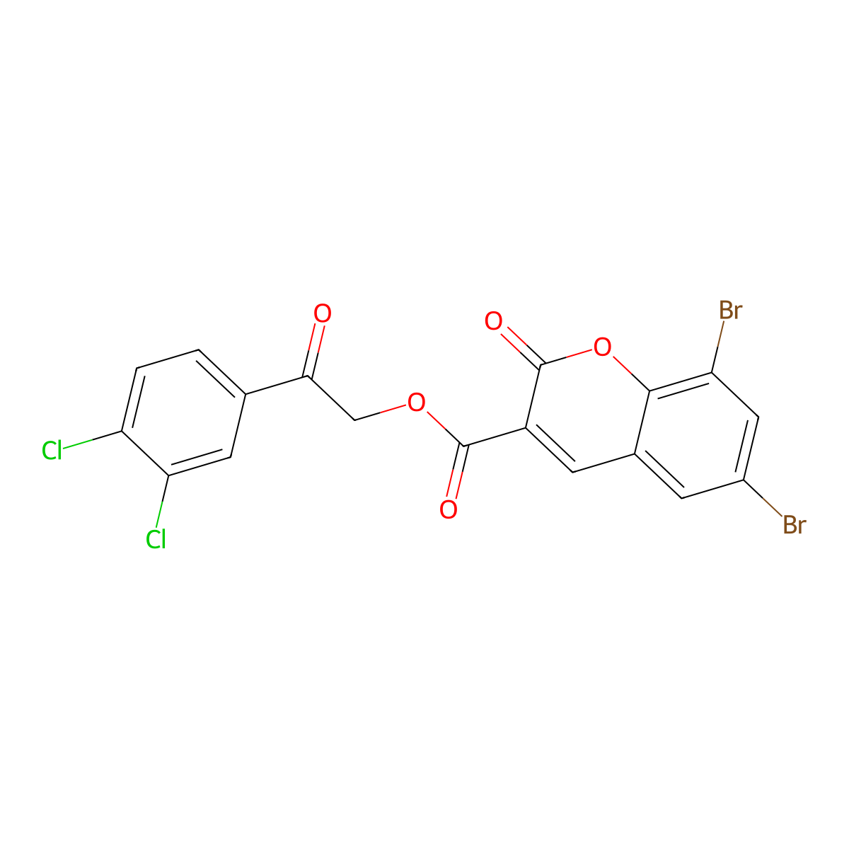 2-(3,4-dichlorophenyl)-2-oxoethyl 6,8-dibromo-2-oxo-2H-chromene-3-carboxylate molecular structure, CAS 667891-55-6