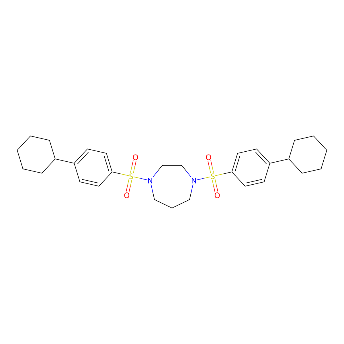 1,4-Bis(4-cyclohexylbenzenesulfonyl)-1,4-diazepane molecular structure, CAS 667891-63-6
