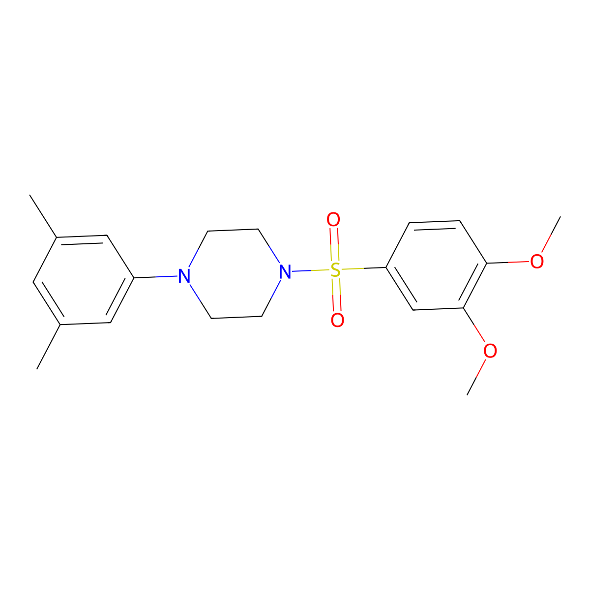 1-(3,4-Dimethoxyphenyl)sulfonyl-4-(3,5-dimethylphenyl)piperazine molecular structure, CAS 667891-73-8