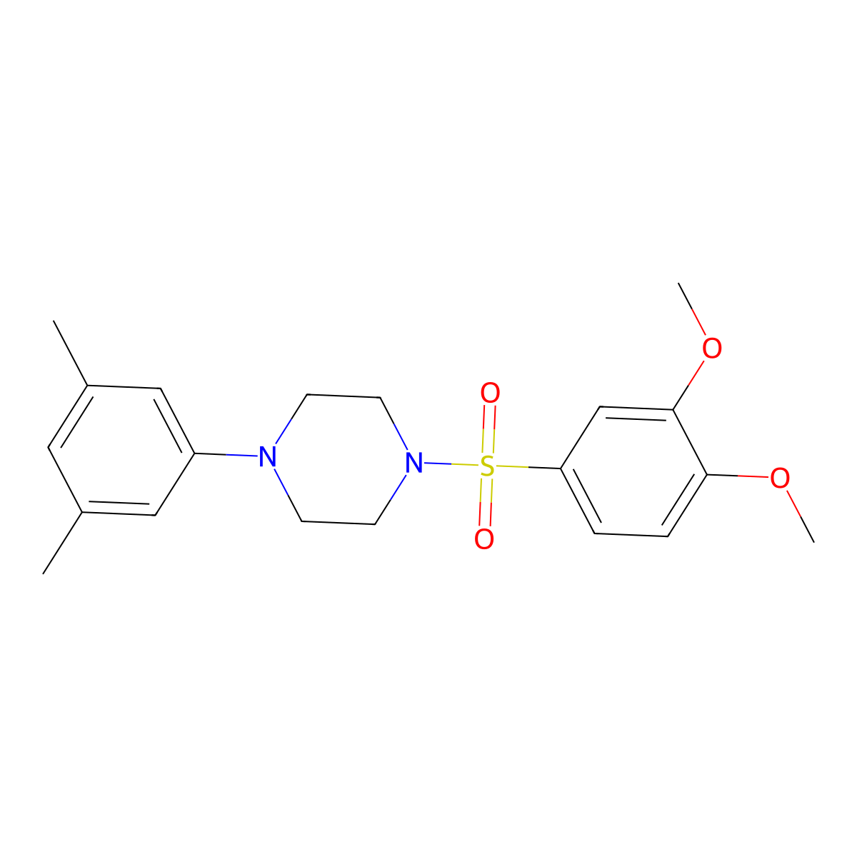 1-(3,4-Dimethoxyphenyl)sulfonyl-4-(3,5-dimethylphenyl)piperazine molecular structure, CAS 667891-73-8