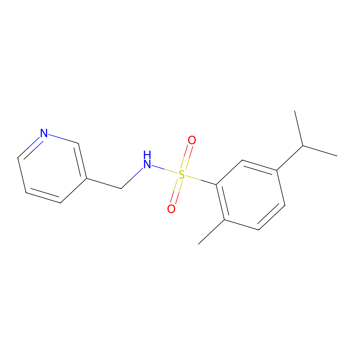 5-isopropyl-2-methyl-N-(3-pyridinylmethyl)benzenesulfonamide molecular structure, CAS 667891-79-4