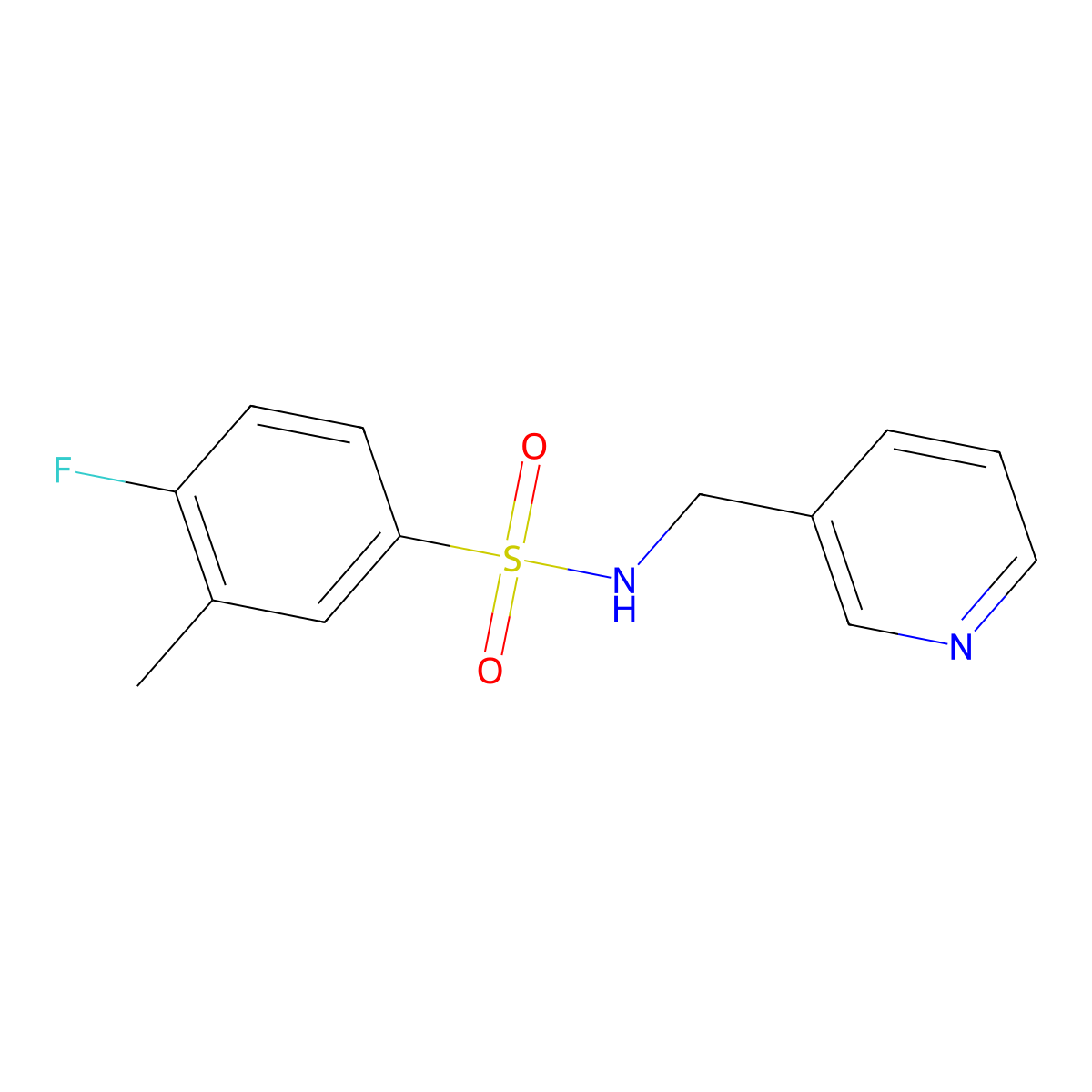 4-Fluoro-3-methyl-N-pyridin-3-ylmethyl-benzenesulfonamide molecular structure, CAS 667891-80-7