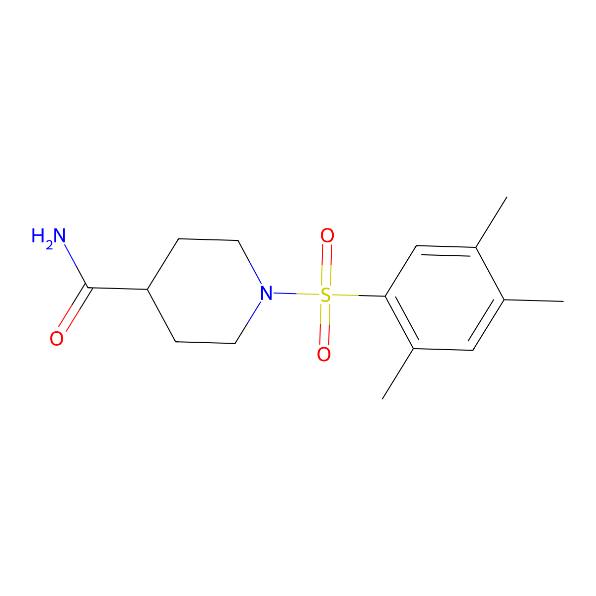 1-(2,4,5-Trimethyl-benzenesulfonyl)-piperidine-4-carboxylic acid amide molecular structure, CAS 667891-83-0