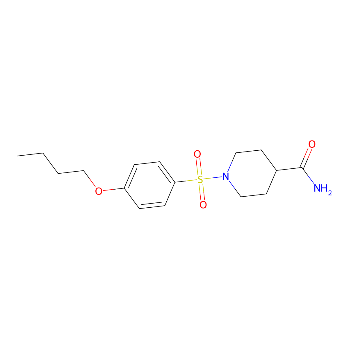 1-(4-Butoxyphenyl)sulfonylpiperidine-4-carboxamide molecular structure, CAS 667891-87-4