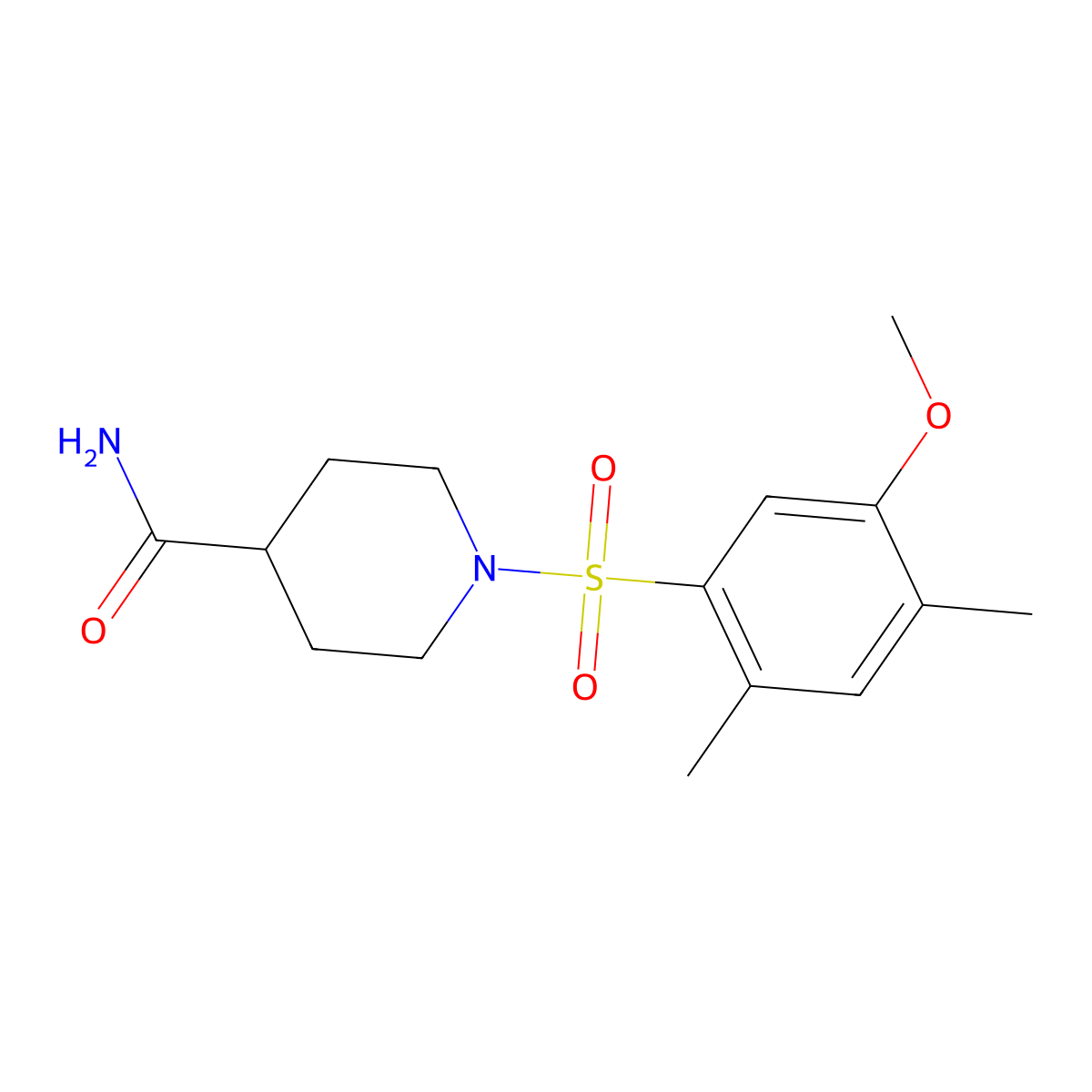 1-[(5-Methoxy-2,4-dimethylphenyl)sulfonyl]-4-piperidinecarboxamide molecular structure, CAS 667891-90-9