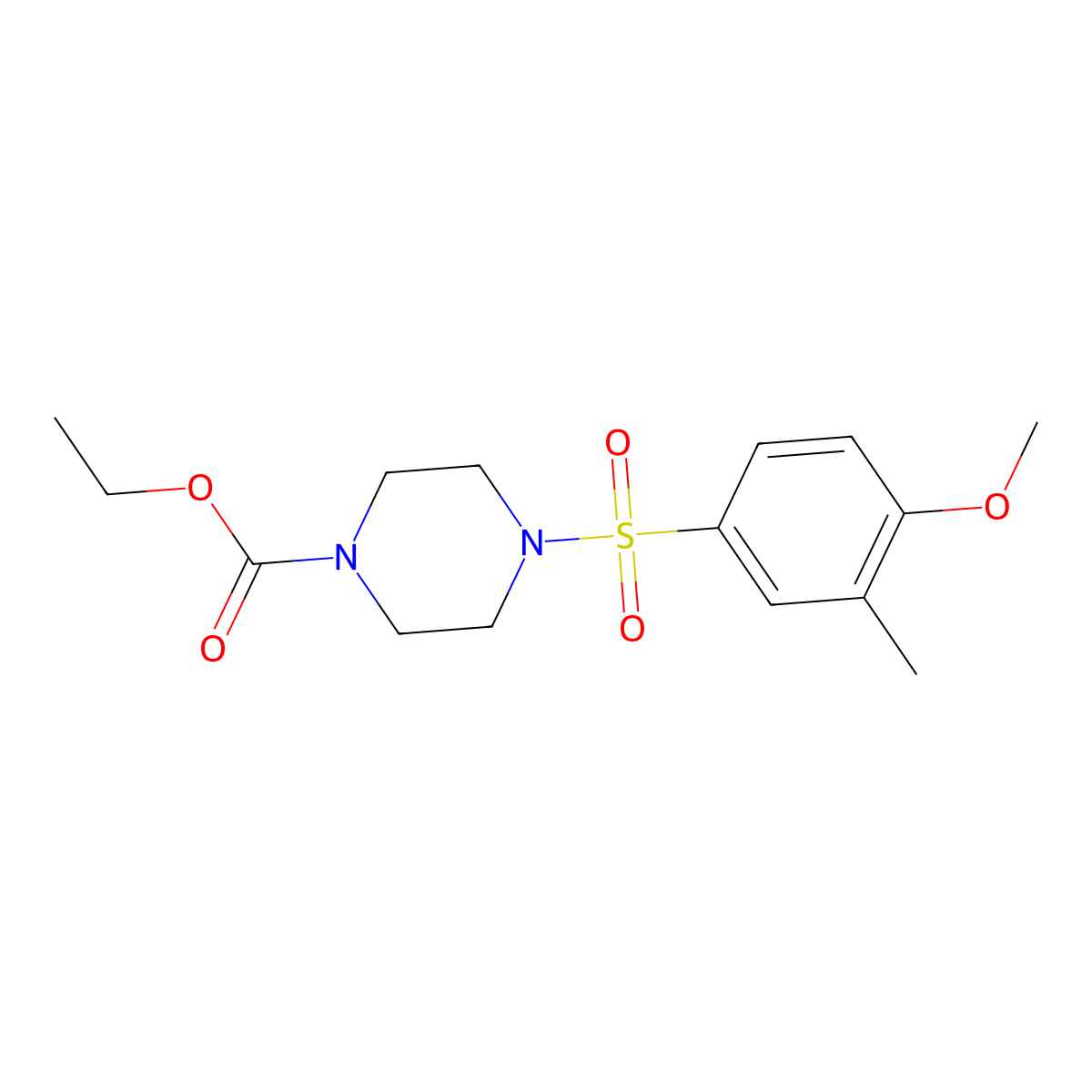 4-(4-Methoxy-3-methyl-benzenesulfonyl)-piperazine-1-carboxylic acid ethyl ester molecular structure, CAS 667891-91-0