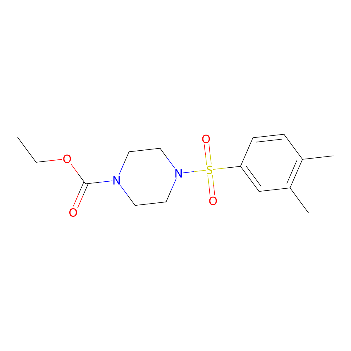 Ethyl 4-(3,4-dimethylphenyl)sulfonylpiperazine-1-carboxylate molecular structure, CAS 667891-93-2