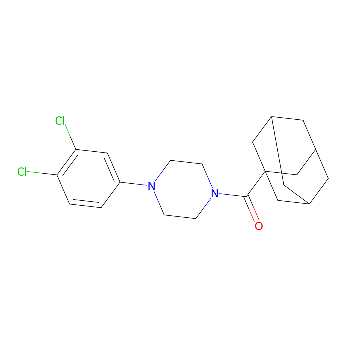 Adamantanyl 4-(3,4-dichlorophenyl)piperazinyl ketone molecular structure, CAS 667892-06-0
