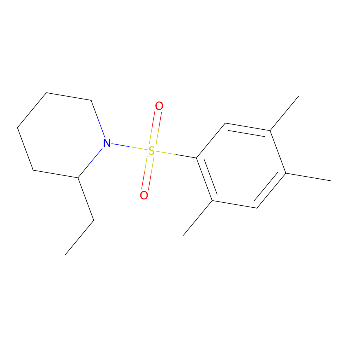 2-Ethyl-1-[(2,4,5-trimethylphenyl)sulfonyl]piperidine molecular structure, CAS 667892-07-1