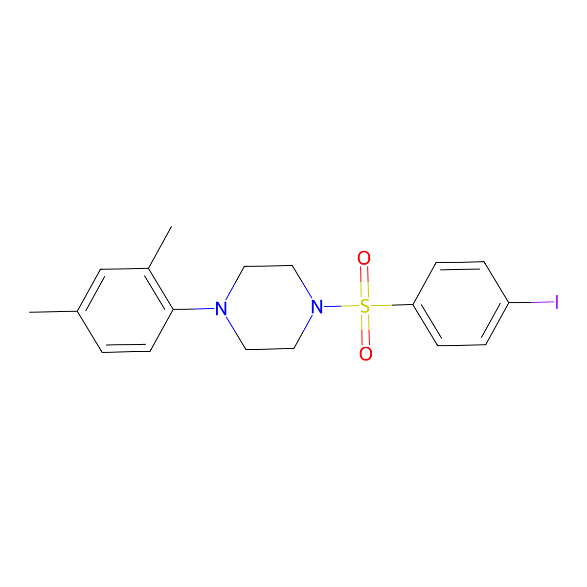1-(2,4-Dimethylphenyl)-4-(4-iodophenyl)sulfonylpiperazine molecular structure, CAS 667892-14-0