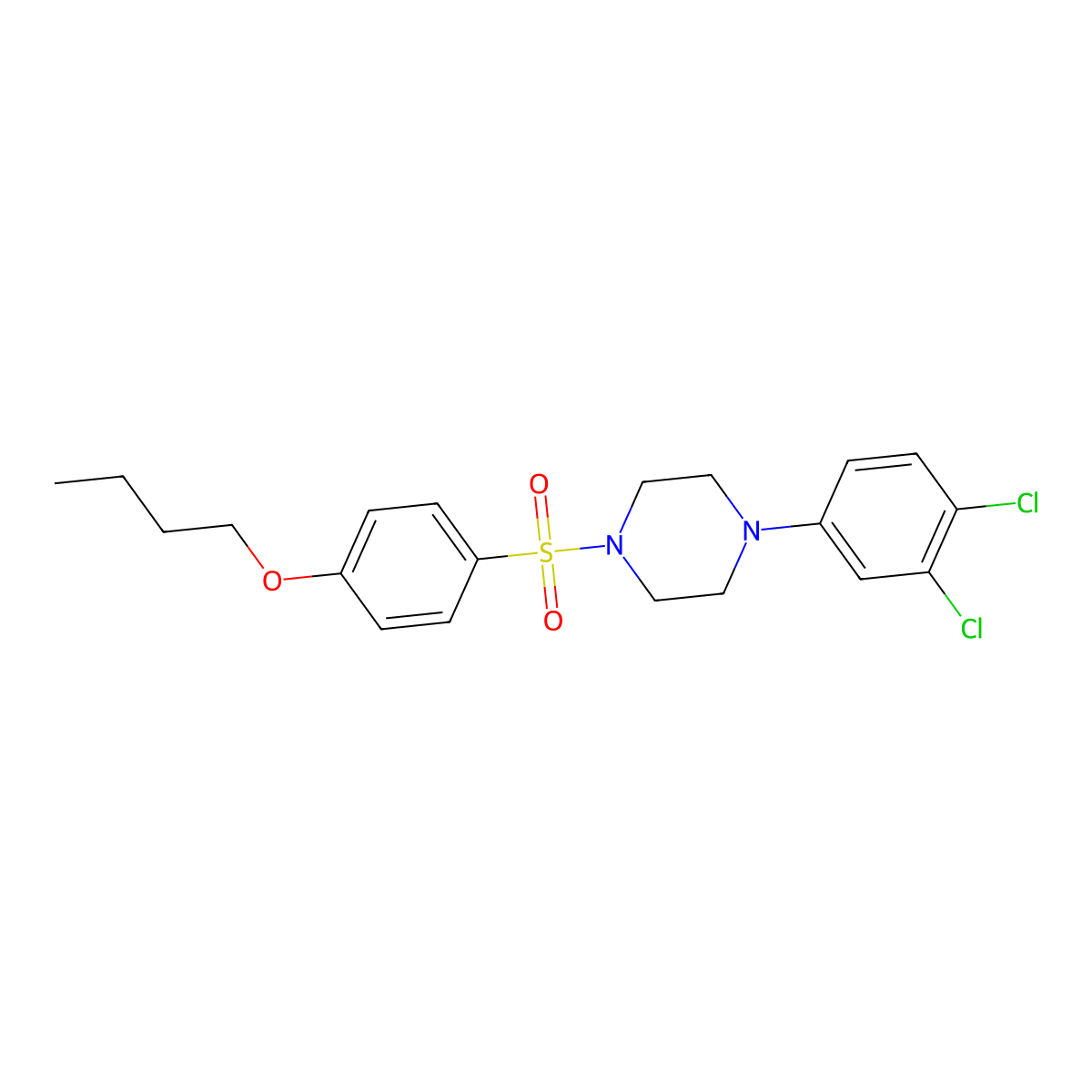 1-(4-Butoxyphenyl)sulfonyl-4-(3,4-dichlorophenyl)piperazine molecular structure, CAS 667892-16-2