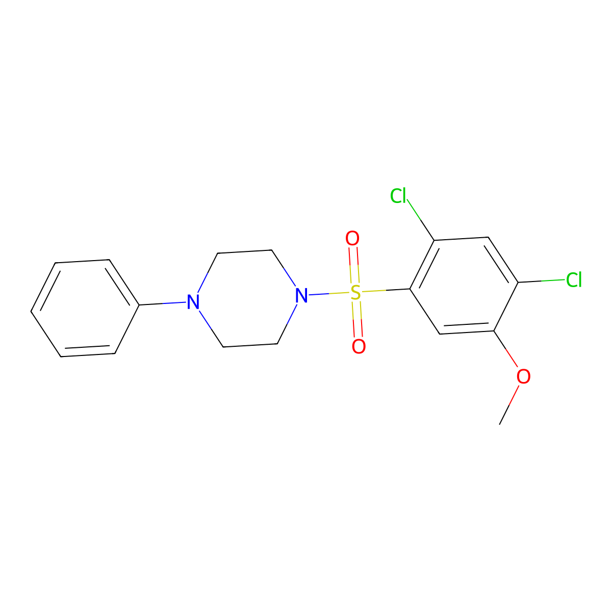 1-(2,4-Dichloro-5-methoxyphenyl)sulfonyl-4-phenylpiperazine molecular structure, CAS 667892-24-2