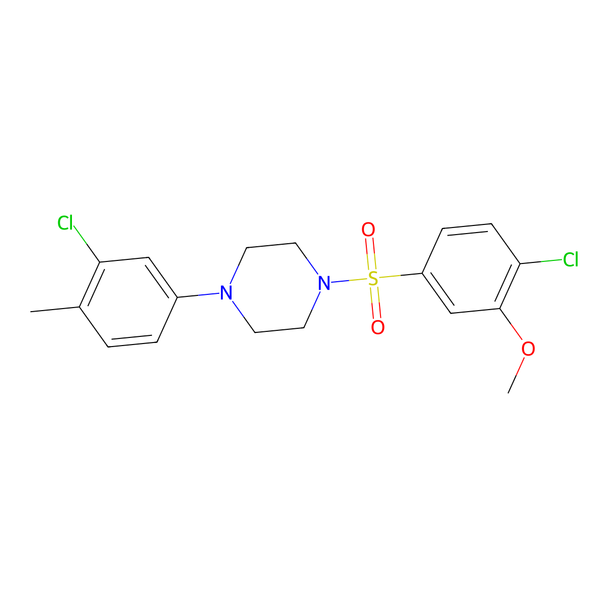 1-(4-Chloro-3-methoxyphenyl)sulfonyl-4-(3-chloro-4-methylphenyl)piperazine molecular structure, CAS 667892-27-5