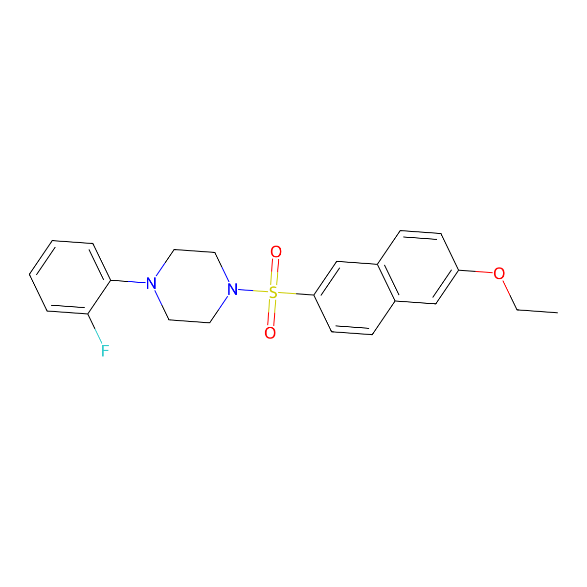 1-(6-Ethoxynaphthalen-2-yl)sulfonyl-4-(2-fluorophenyl)piperazine molecular structure, CAS 667892-28-6