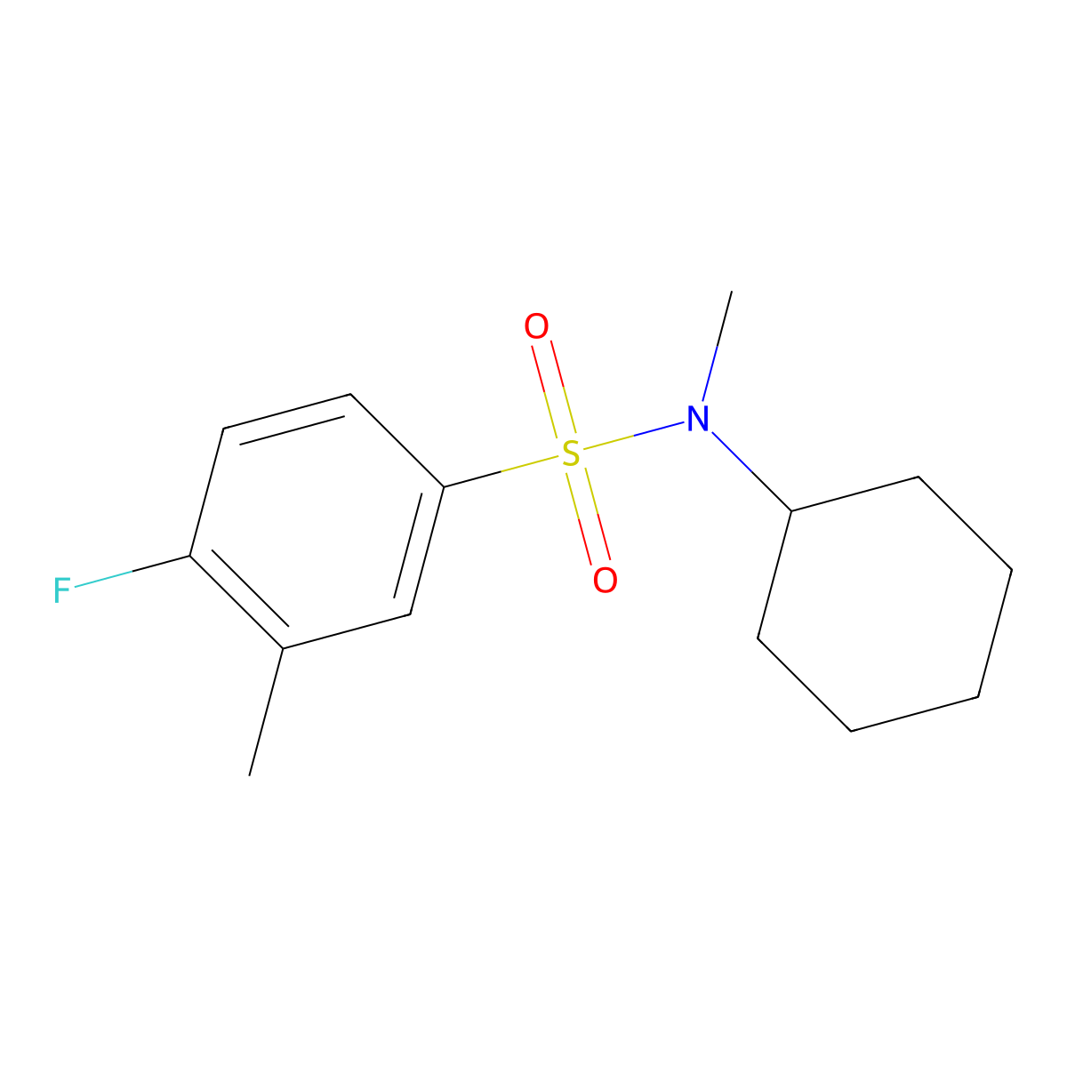 N-cyclohexyl-4-fluoro-N,3-dimethylbenzenesulfonamide molecular structure, CAS 667892-29-7