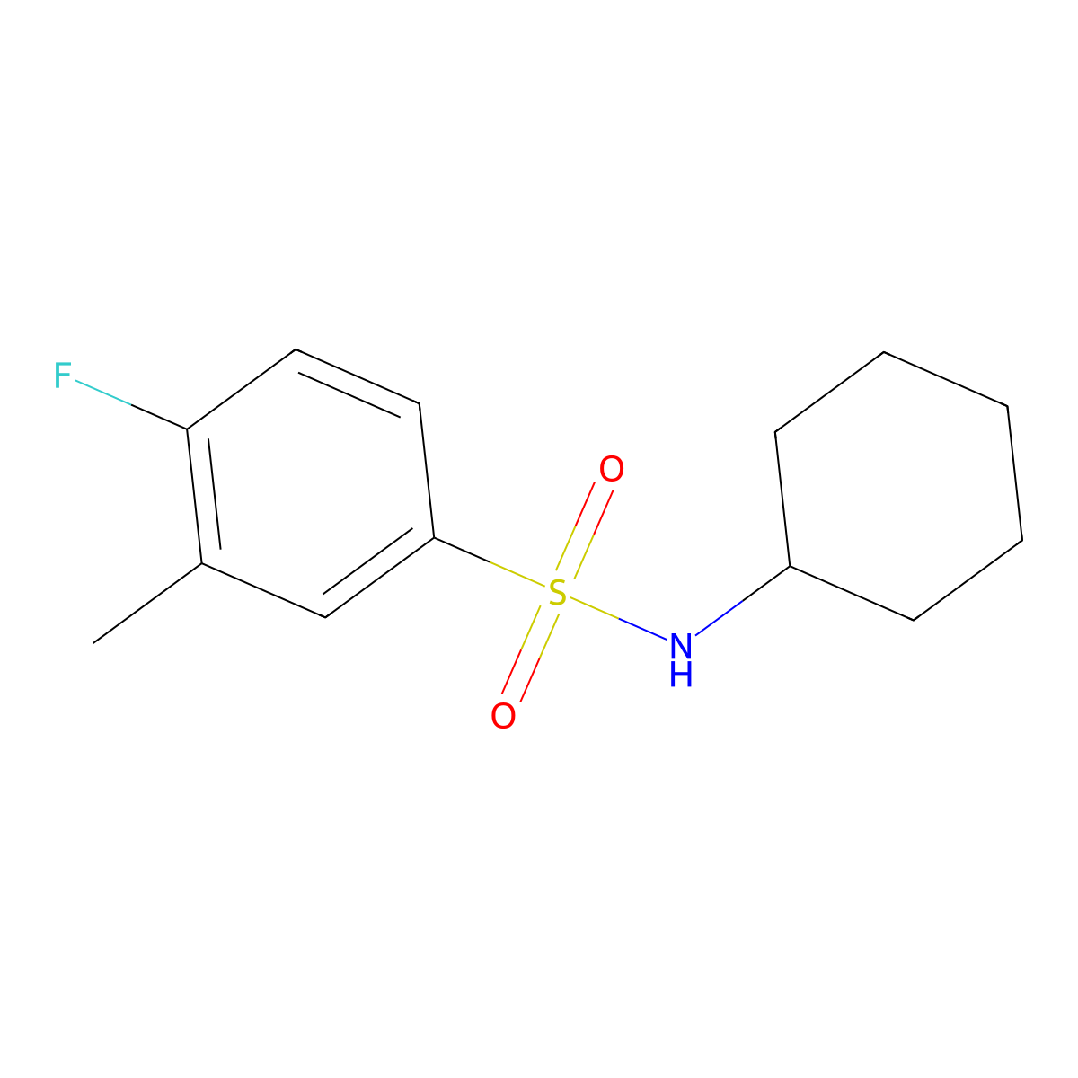 Cyclohexyl[(4-fluoro-3-methylphenyl)sulfonyl]amine molecular structure, CAS 667892-30-0