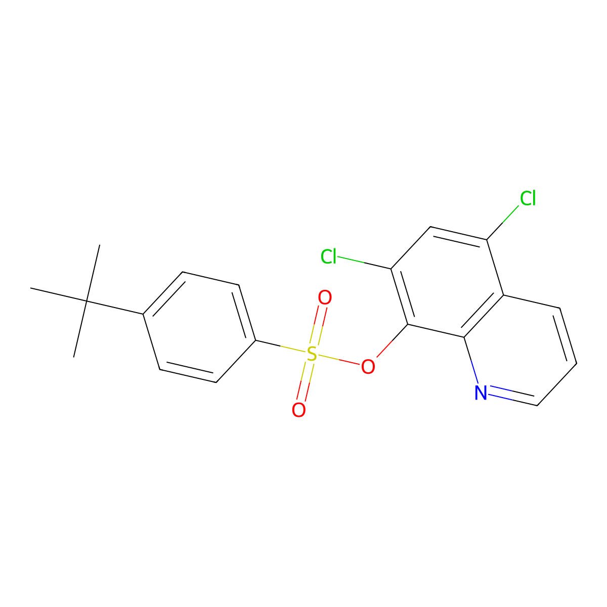5,7-Dichloro-8-quinolinyl 4-tert-butylbenzenesulfonate molecular structure, CAS 667892-32-2