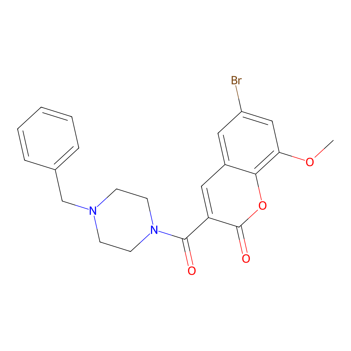 3-(4-Benzylpiperazine-1-carbonyl)-6-bromo-8-methoxychromen-2-one molecular structure, CAS 667892-34-4