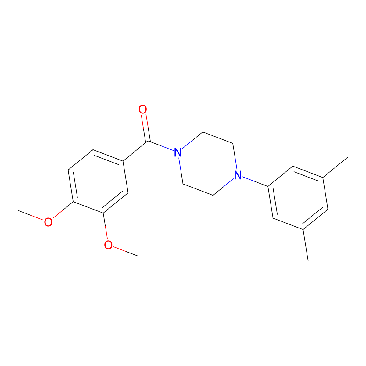 (3,4-Dimethoxyphenyl)(4-(3,5-dimethylphenyl)piperazin-1-yl)methanone molecular structure, CAS 667892-36-6