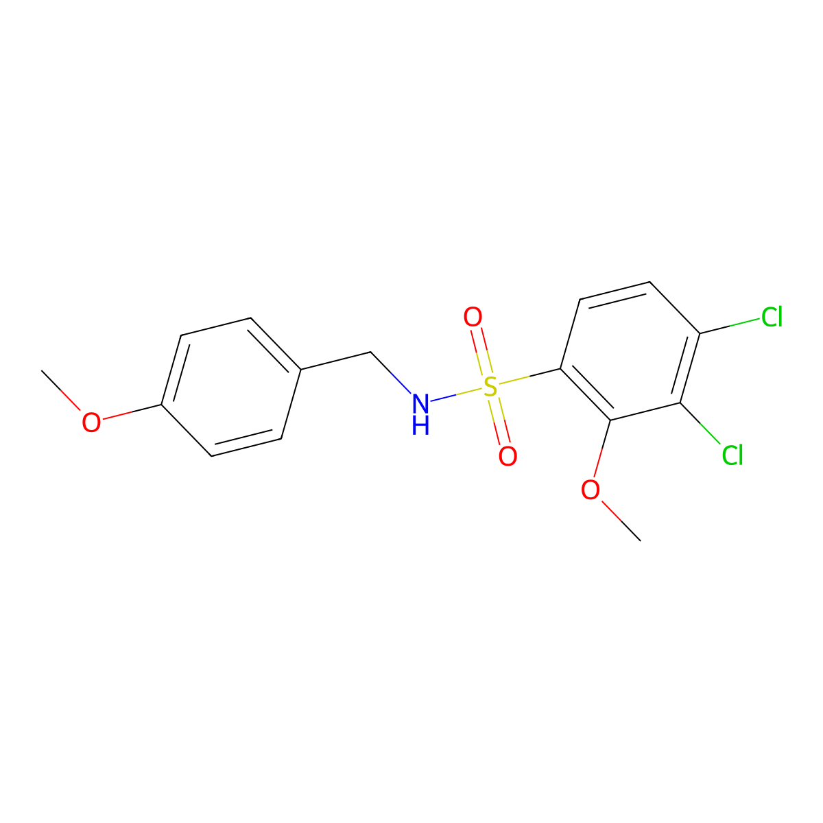 3,4-dichloro-2-methoxy-N-(4-methoxybenzyl)benzenesulfonamide molecular structure, CAS 667892-56-0